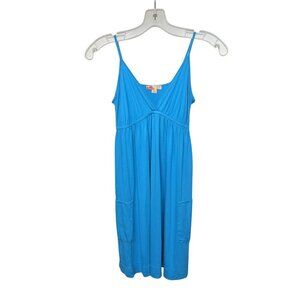 Vintage Y2K Forever 21 Babydoll Dress Blue Empire Waist Spaghetti Straps Pockets